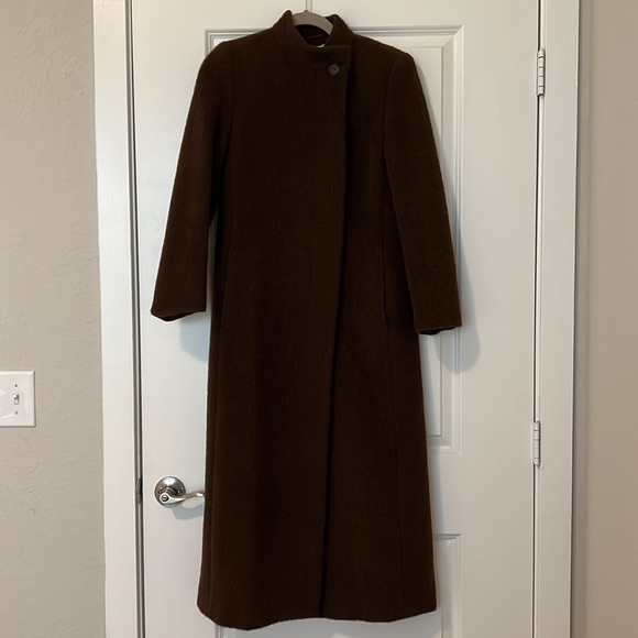 Max Mara Brown Alpaca & Virgin Wool Funnel Neck Coat - Picture 2 of 12